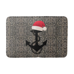 hübscher eleganter maritimer ANKER mit SANTA-MÜTZE Badematte