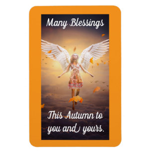 Hübscher Engel mit Blättern Herbstmagnet Magnet