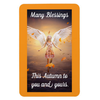 Hübscher Engel mit Blättern Herbstmagnet Magnet