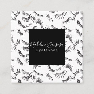 Hübscher Eyelash Techniker Black Eyelashes Doodles Quadratische Visitenkarte