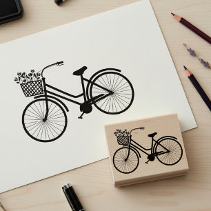 Hübscher Fahrrad-mit-Blumen-Holz-Kunststempel Gummistempel