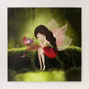 Hübscher Fairy- und Hirschwald Puzzle