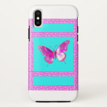 Hübscher Fall Fuschia Holographic Butterfly iPhone