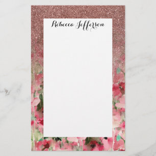 Hübscher falscher Roségold-Glitter auf Wasserfarbe Briefpapier