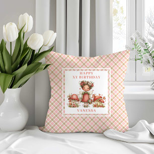 Hübscher Feen-Pink-Blumen-Mädchen-Geburtstags-Thro Kissen