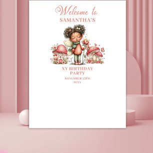 Hübscher Feen-Pink-Blumen-Mädchen-Geburtstags-Wand Wandteppich