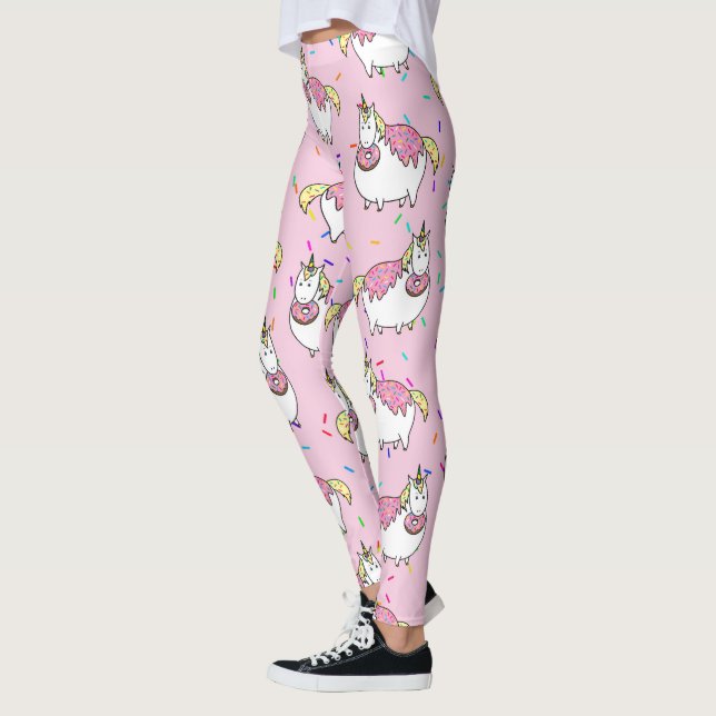 Hübscher Fett Einhorn Ess Sprinkle Doughnut Leggings (Links)