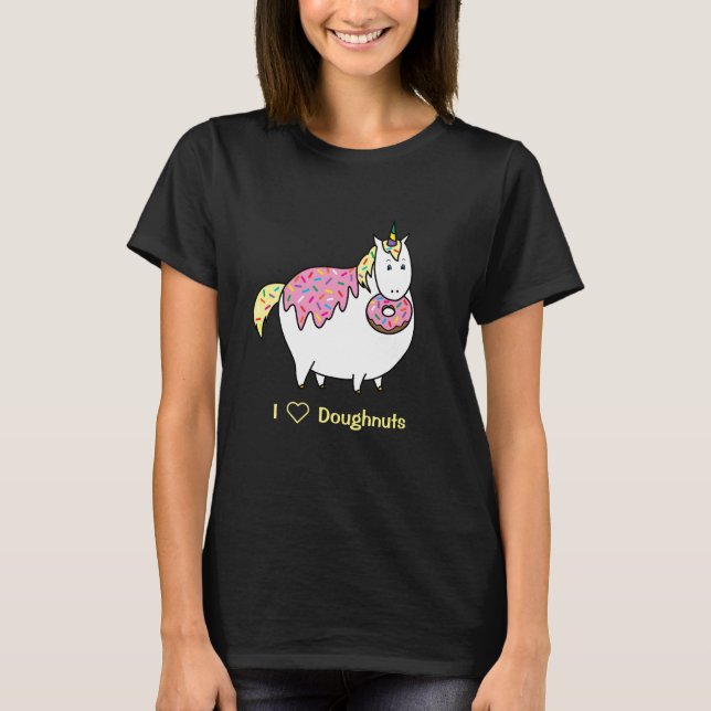 Hübscher Fett Einhorn Ess Sprinkle Doughnut T-Shirt (Vorderseite)
