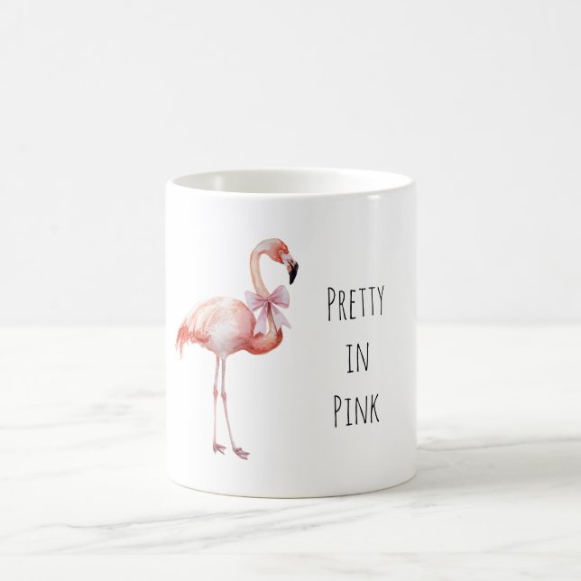 Hübscher Flamingo mit rosa Schleife Kaffeetasse (Mittel)