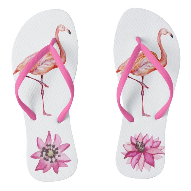 Hübscher Flamingo Tropischer Vogel Flip Flops (Fußbett)