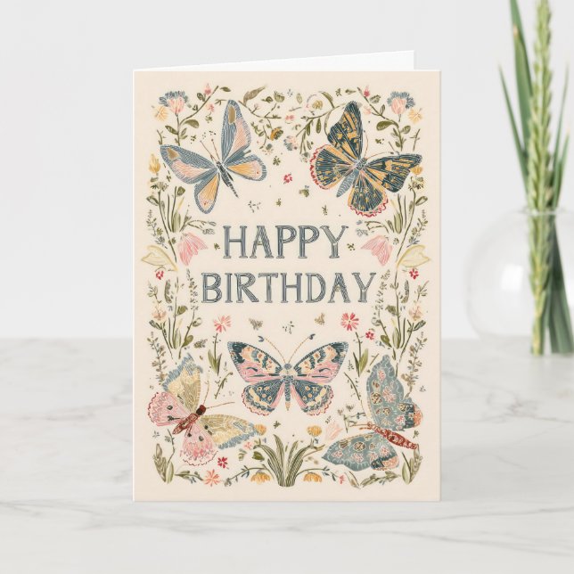 Hübscher florale Geburtstag Karte (Vorderseite)