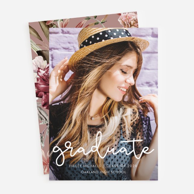 Hübscher floraler Abschluss Dusty Rose Foto Ankündigung (Von Creator hochgeladen)