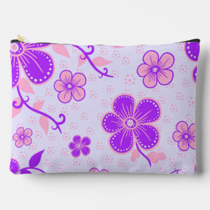 Hübscher floraler Aufdruck lila und rosa auf Laven Zubehörtasche
