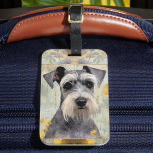 Hübscher Floraler Schnauzer Gepäckanhänger