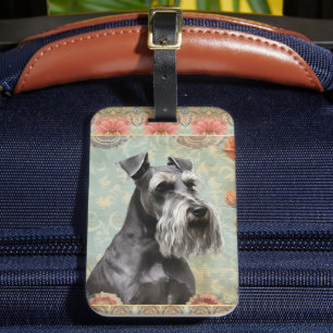Hübscher Floraler Schnauzer Gepäckanhänger