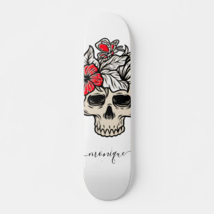 Hübscher floraler Skull Gothic Skeleton Trendy Nam Skateboard