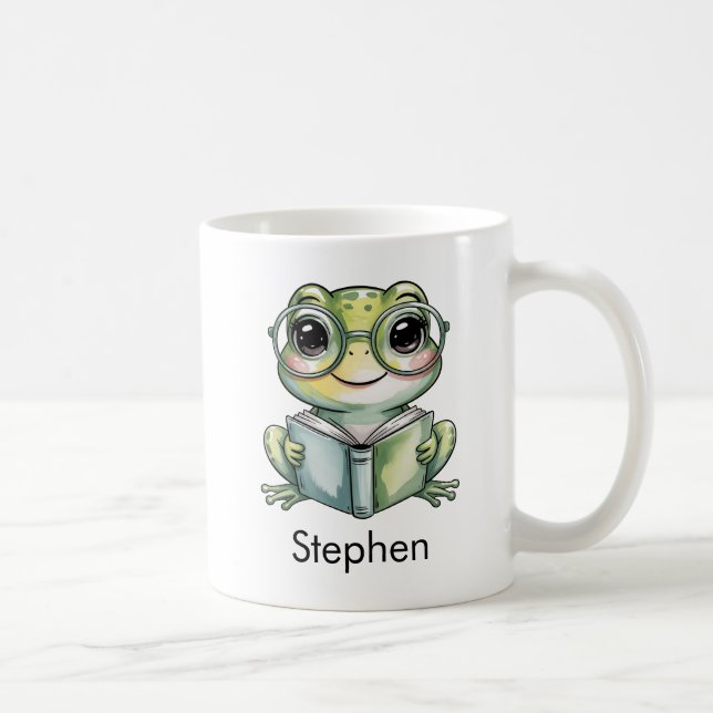 Hübscher Frosch, der ein Buch liest, individuell a Kaffeetasse (Rechts)