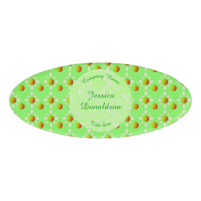 Hübscher Frühling Apfelblüte und Äpfel Gemustert Namenschild (Vorderseite)