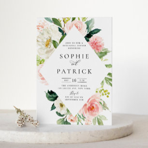 Hübscher Frühling Blumenrahmen Probe Abendessen Einladung