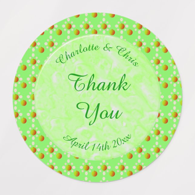 Hübscher Frühling Hochzeit Apfelblüte und Äpfel Etiketten (Design 1)