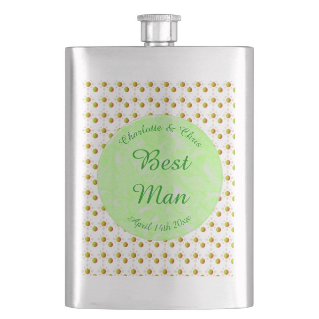Hübscher Frühling Hochzeit Apfelblüte und Äpfel Flachmann (Vorderseite)