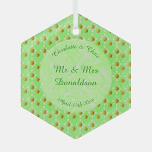 Hübscher Frühling Hochzeit Apfelblüte und Äpfel Ornament Aus Glas