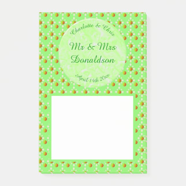 Hübscher Frühling Hochzeit Apfelblüte und Äpfel Post-it Klebezettel (Vorderseite)