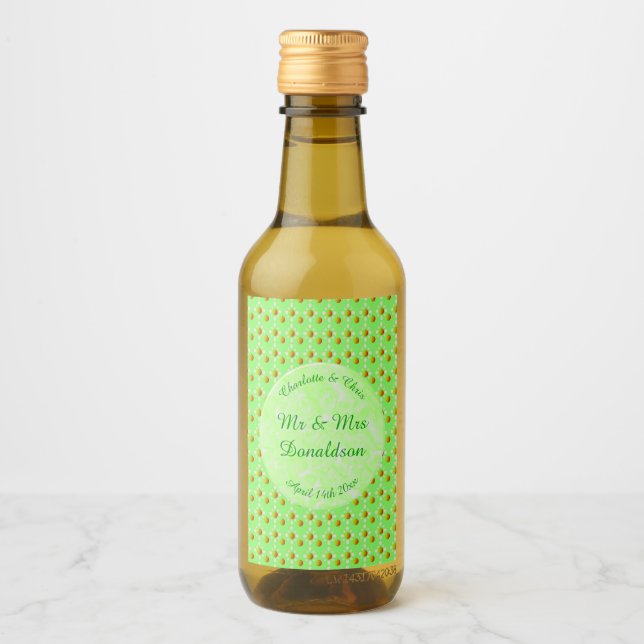 Hübscher Frühling Hochzeit Apfelblüte und Äpfel Weinetikett (Vorderseite)
