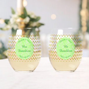 Hübscher Frühling Hochzeit Apfelblüte und Äpfel Weinglas Ohne Stiel