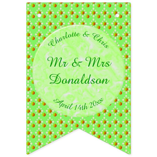 Hübscher Frühling Hochzeit Apfelblüte und Äpfel Wimpelkette (Erste Fahne)