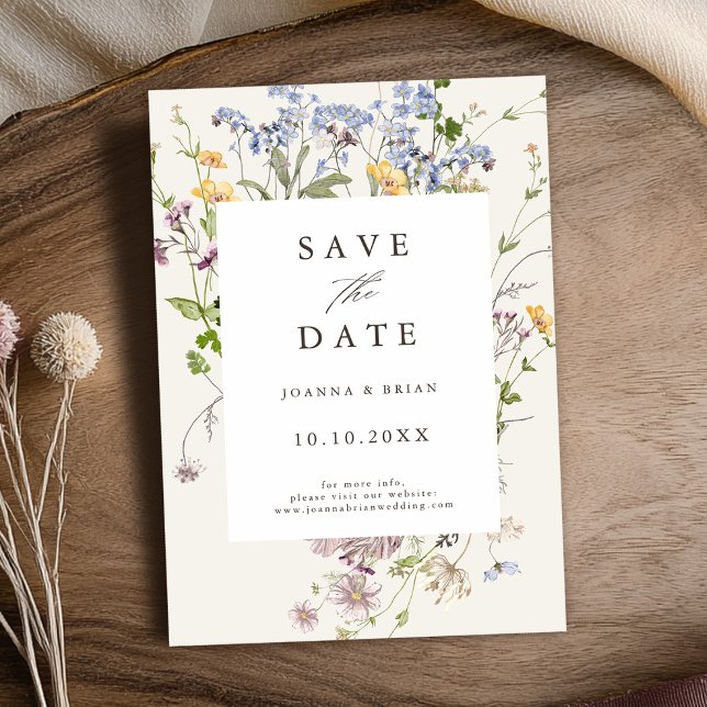 Hübscher Frühling Wildblume Wilhelm Garten Save The Date (Colorful Pretty Spring Wildflower Meadow Garden Save The Date card)
