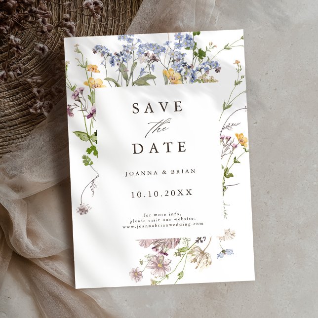 Hübscher Frühling Wildblume Wilhelm Garten Save The Date (Colorful Pretty Spring Wildflower Meadow Garden Save The Date card)