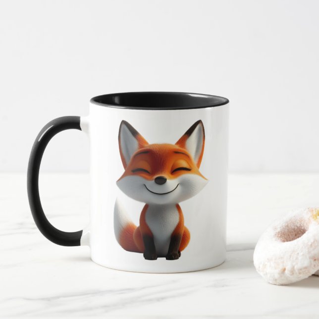 Hübscher Fuchs Kaffeebecher | Kawaii Fuchs Becher  Tasse (Mit Donut)