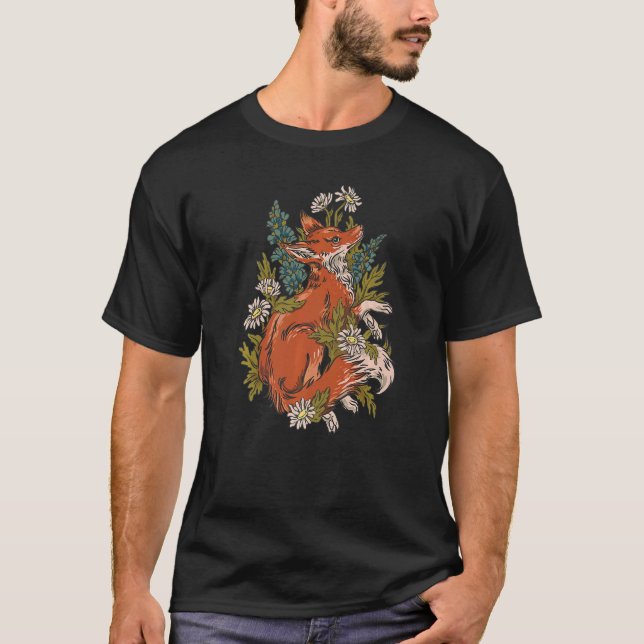 Hübscher Fuchs mit Blume Frauen T-Shirt (Vorderseite)