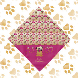Hübscher Fuchsia Mops und Hochzeitsring 1. Hund Halstuch