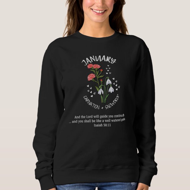 Hübscher Geburtstag Monat Blume JANUAR Christlich Sweatshirt (Vorderseite)