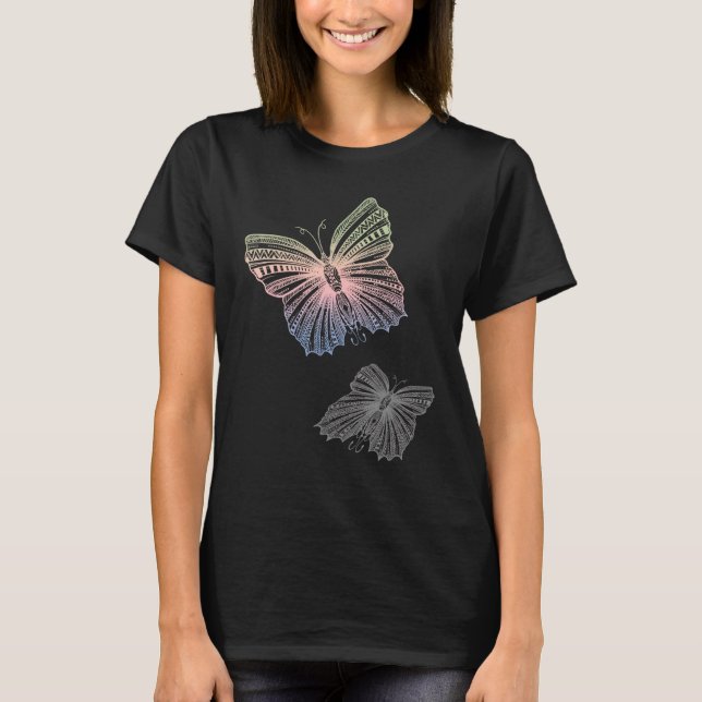 Hübscher Gemusterter Schmetterling T-Shirt (Vorderseite)