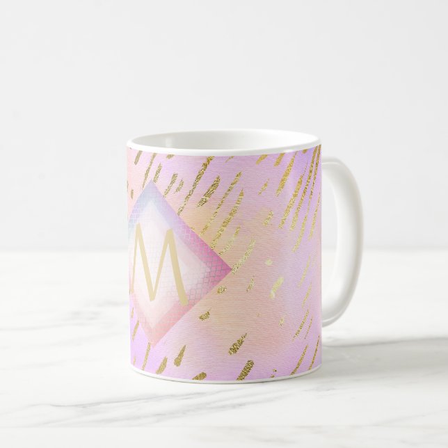 Hübscher Girl-Glitzer Rosa Goldfarben Kaffeetasse (VorderseiteRechts)
