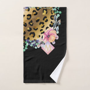 Hübscher Girl Leopard Print Gold Pink Mit Monogram Handtuch
