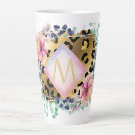 Hübscher Girl Leopard Print Gold Pink Mit Monogram Milchtasse