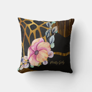 Hübscher Girly Glitzer Gold Animal Print, Glam Kissen