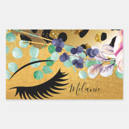 Hübscher Girly Glitzer Gold Animal Print, Glam Rechteckiger Aufkleber