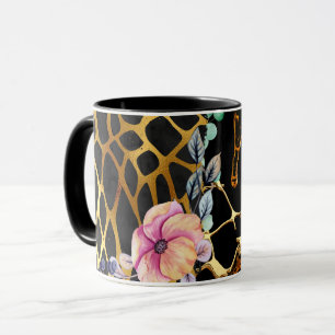 Hübscher Girly Glitzer Gold Animal Print, Glam Tasse