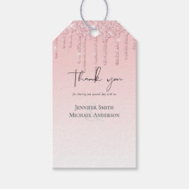 Hübscher Girly Wedding Dripping Glitzer Rosa Geschenkanhänger