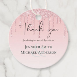 Hübscher Girly Wedding Dripping Glitzer Rosa Geschenkanhänger