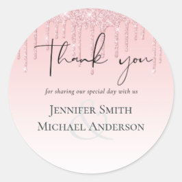 Hübscher Girly Wedding Dripping Glitzer Rosa Runder Aufkleber