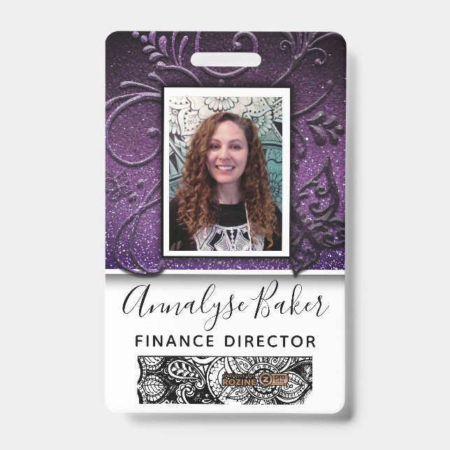 Hübscher Glitzer Beruflich CNA Nurse Foto Name Ausweis (Vorderseite)