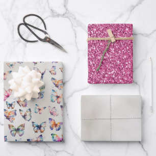 Hübscher Glitzer Geschenkpapier Set