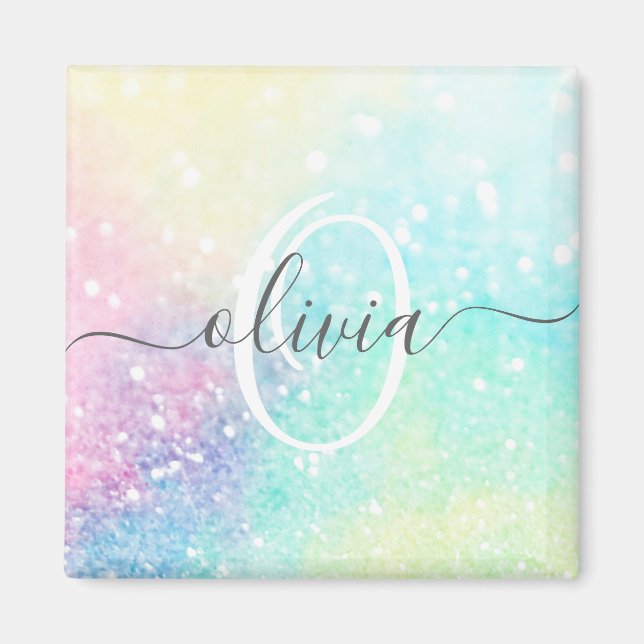 Hübscher Glitzer Holographic Iridescent Girl Magnet (Vorne)