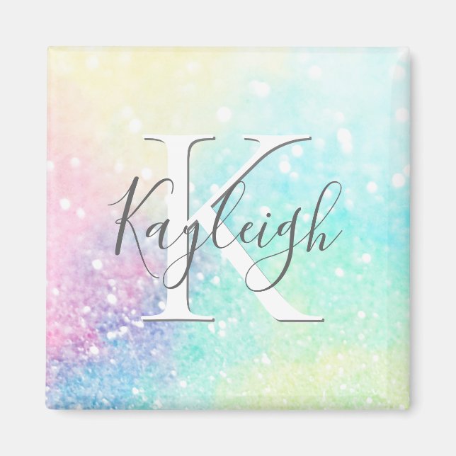 Hübscher Glitzer Holographic Iridescent Girl Magnet (Vorne)